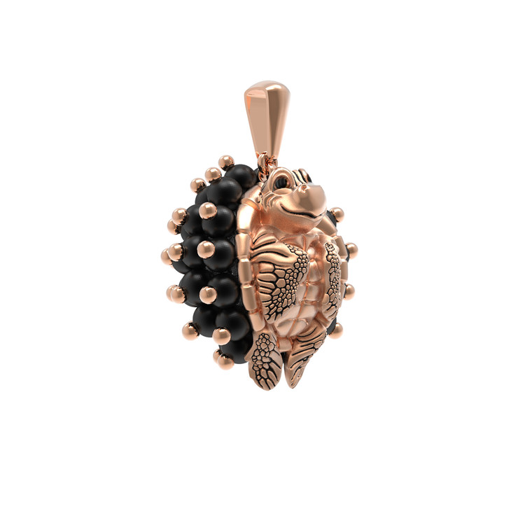 Подвеска из красного золота 585 пробы c эмалью и ониксом