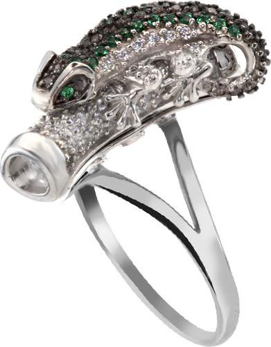 Кольцо из белого золота 585 пробы c фианитом