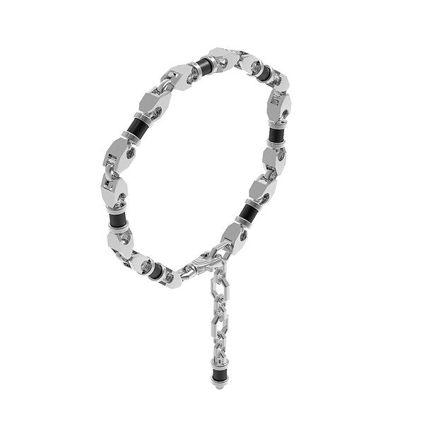 Браслет из белого золота 585 пробы c ониксом