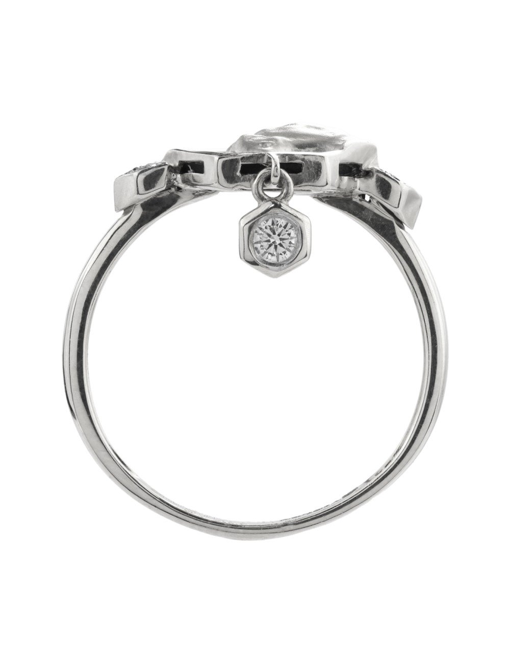 Кольцо из белого золота c бриллиантами и ониксом