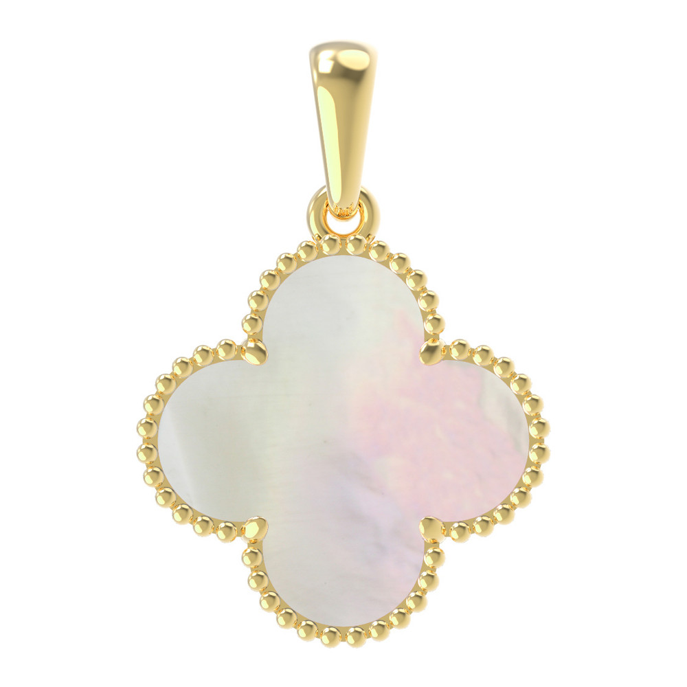 Подвеска из лимонного золота 585 пробы c перламутром