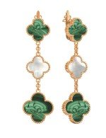 Серьги из золота c малахитом и перламутром