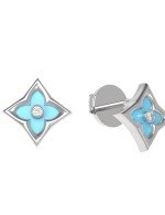 Серьги из белого золота c бриллиантами и бирюзой