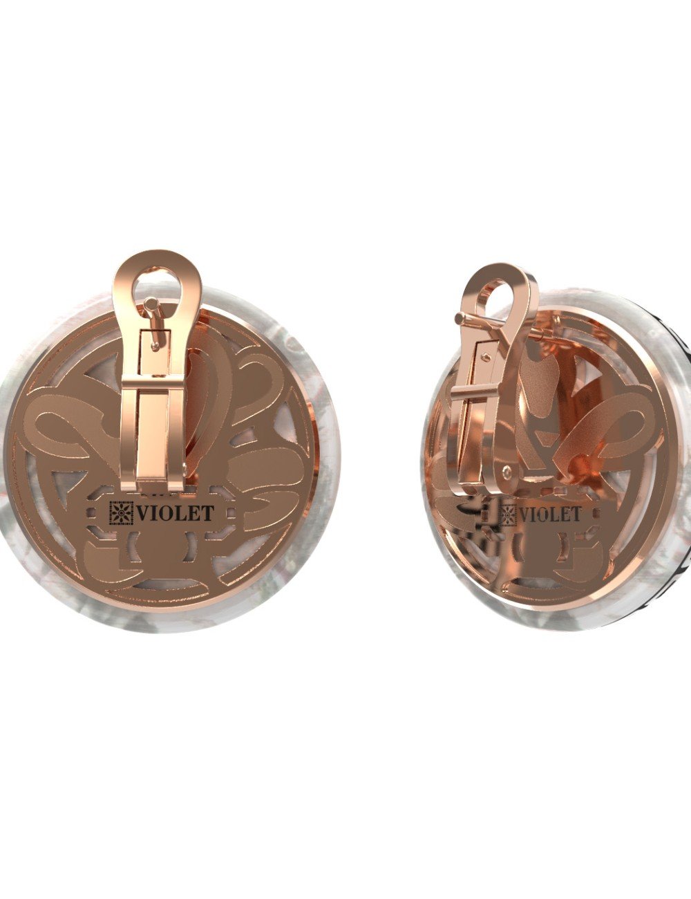 Серьги из золота c эмалью и перламутром