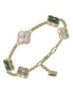 Браслет из лимонного золота c бриллиантами, малахитом и перламутром