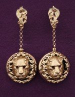 Серьги из золота 585 пробы c эмалью и ониксом