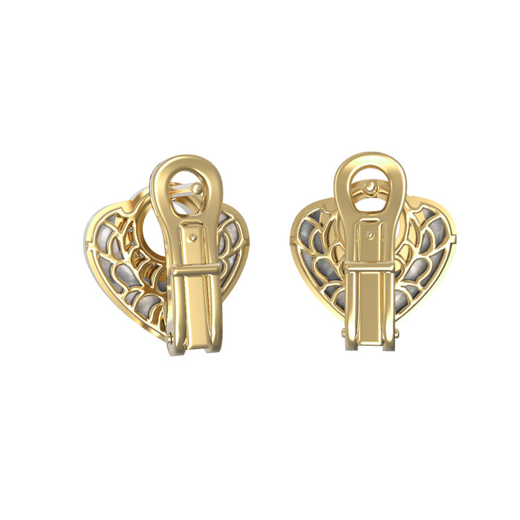 Серьги из лимонного золота 585 пробы c бриллиантами и перламутром