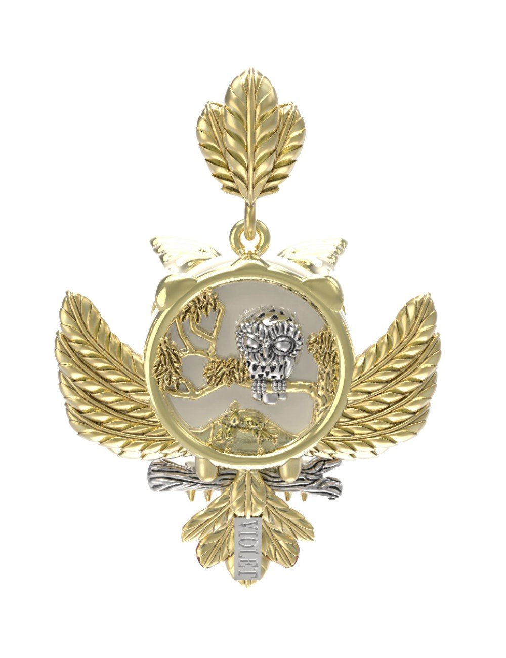 Подвеска из лимонного золота c эмалью и жемчугом