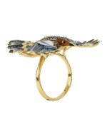 Кольцо из лимонного золота c эмалью и фианитом