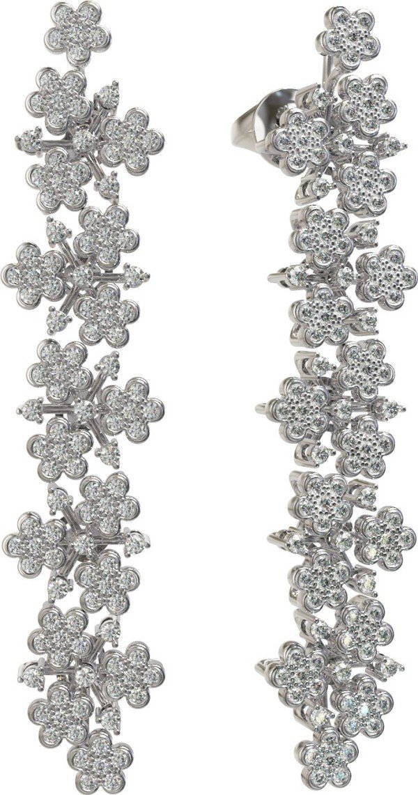 Серьги из белого золота c бриллиантами