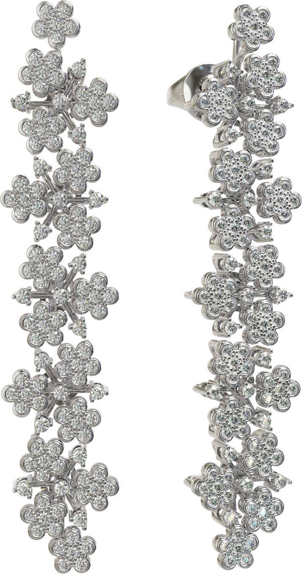 Серьги из белого золота 585 пробы c бриллиантами