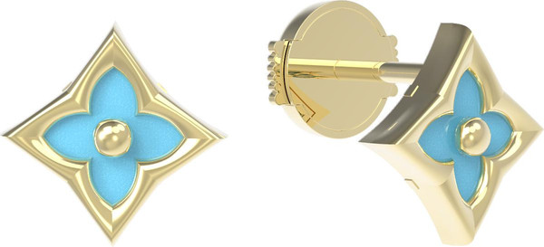 Серьги из лимонного золота 585 пробы c бирюзой