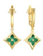 Серьги из лимонного золота c малахитом