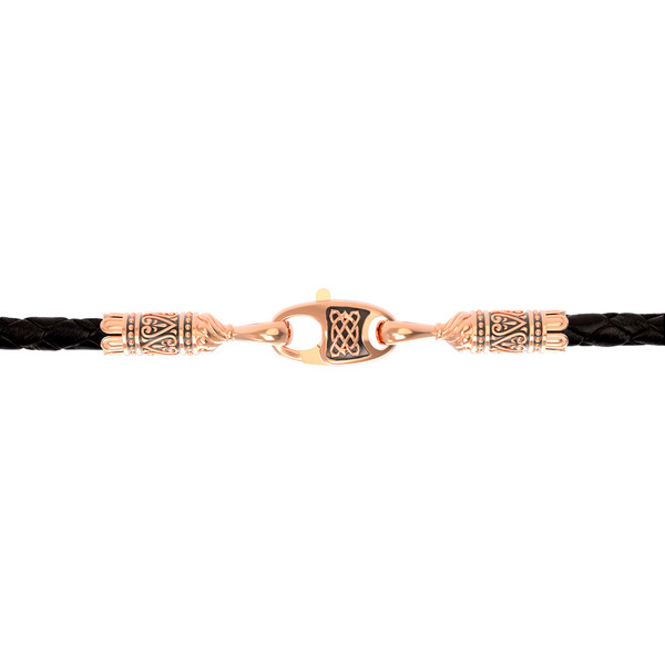 Цепь-шнурок кожа из красного золота 585 пробы c кожаным шнурком