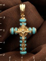 Крест из лимонного золота c бирюзой