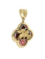 Подвеска из лимонного золота c эмалью и перламутром