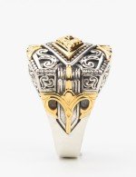 Кольцо из серебра и золота c рубином