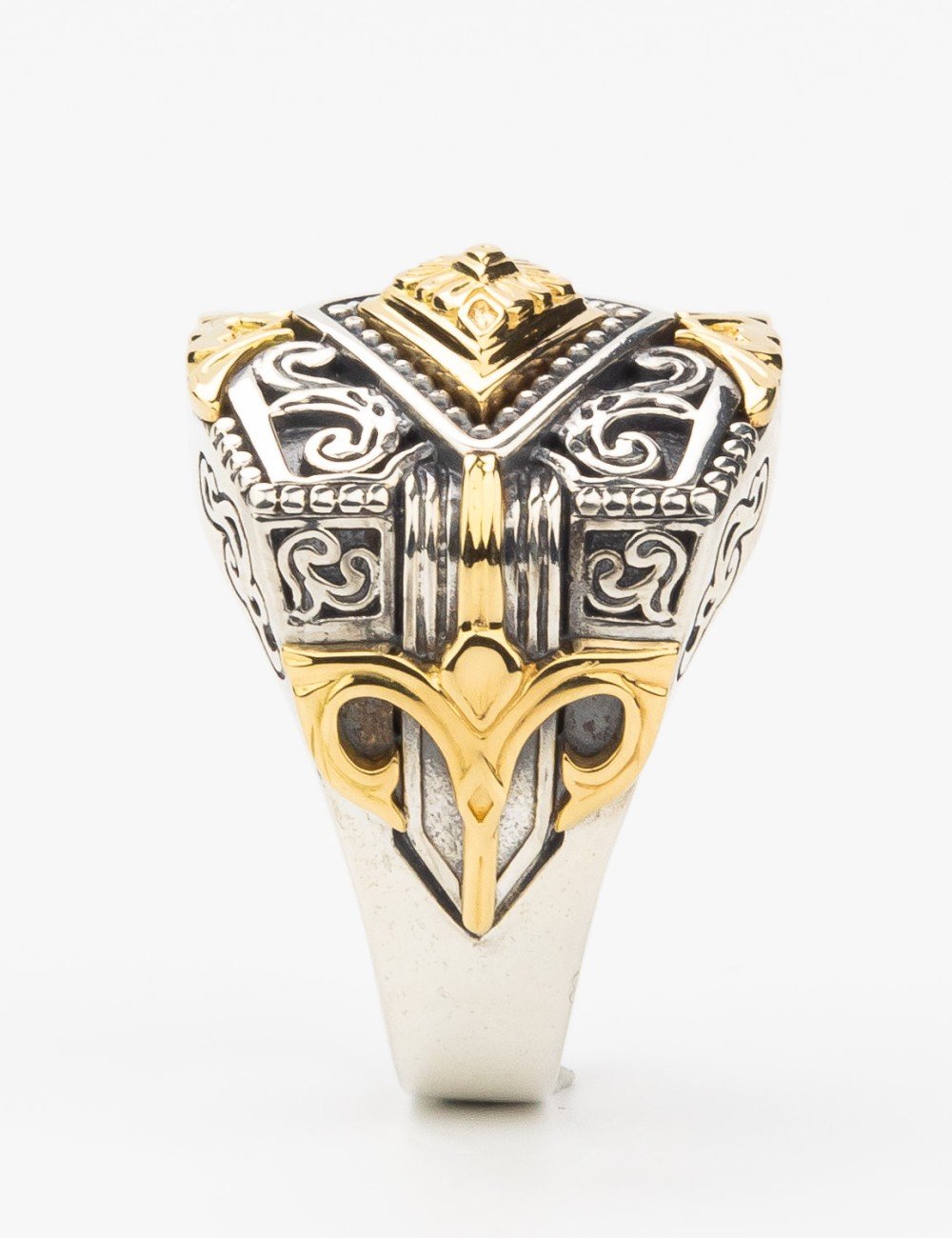 Кольцо из серебра и золота c рубином