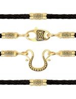 Гайтан из лимонного золота c кожаным шнурком