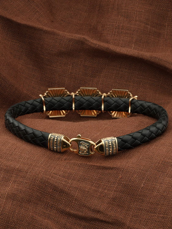 Браслет из красного золота 585 пробы c шнурком