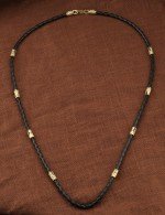 Гайтан из лимонного золота c кожаным шнурком