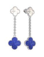 Серьги из белого золота c лазуритом и перламутром