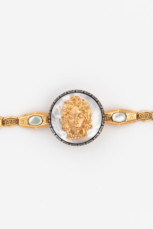 Браслет из красного золота 585 пробы c эмалью и перламутром