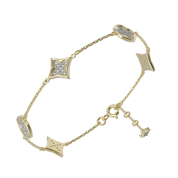 Браслет из лимонного золота 585 пробы c бриллиантами