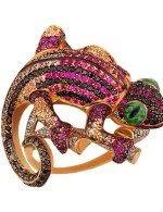 Кольцо из золота c эмалью и фианитом