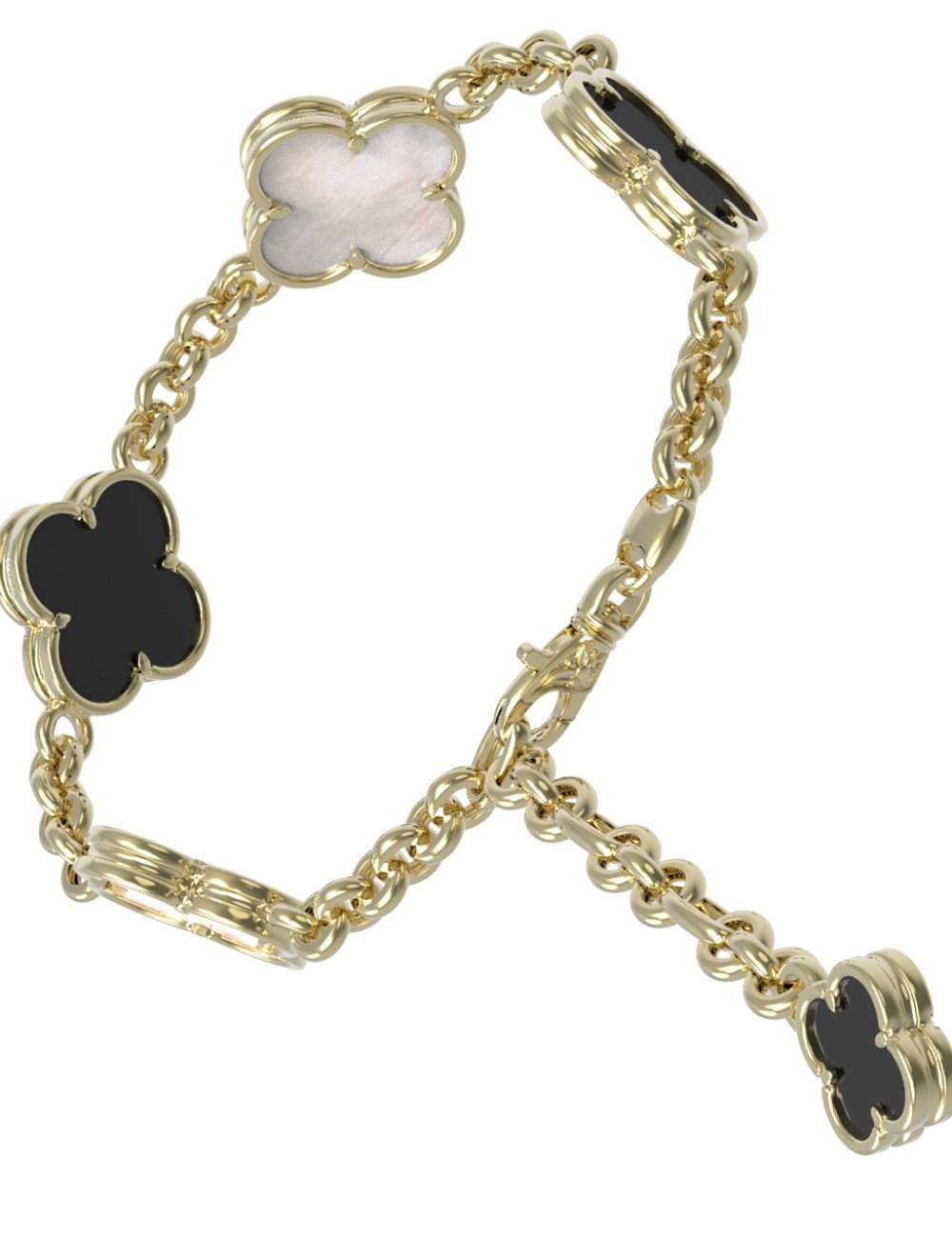 Браслет из лимонного золота c ониксом и перламутром