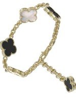 Браслет из лимонного золота c ониксом и перламутром