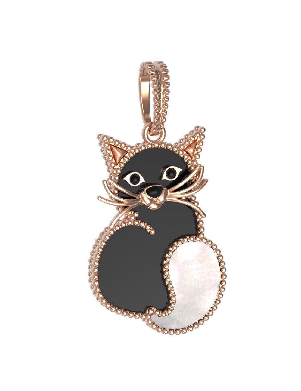 Подвеска из золота c эмалью, ониксом и перламутром