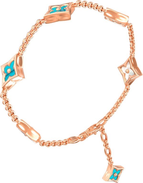 Браслет из золота c бирюзой и перламутром