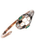 Браслет из золота c бриллиантами, рубином, ониксом, малахитом и перламутром