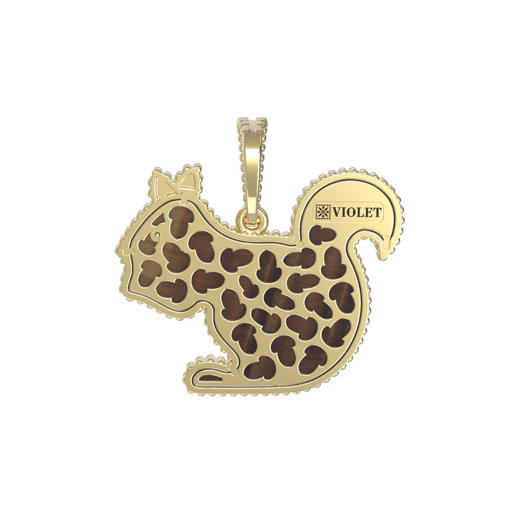 Подвеска из лимонного золота 585 пробы c бриллиантами и тигровым глазом