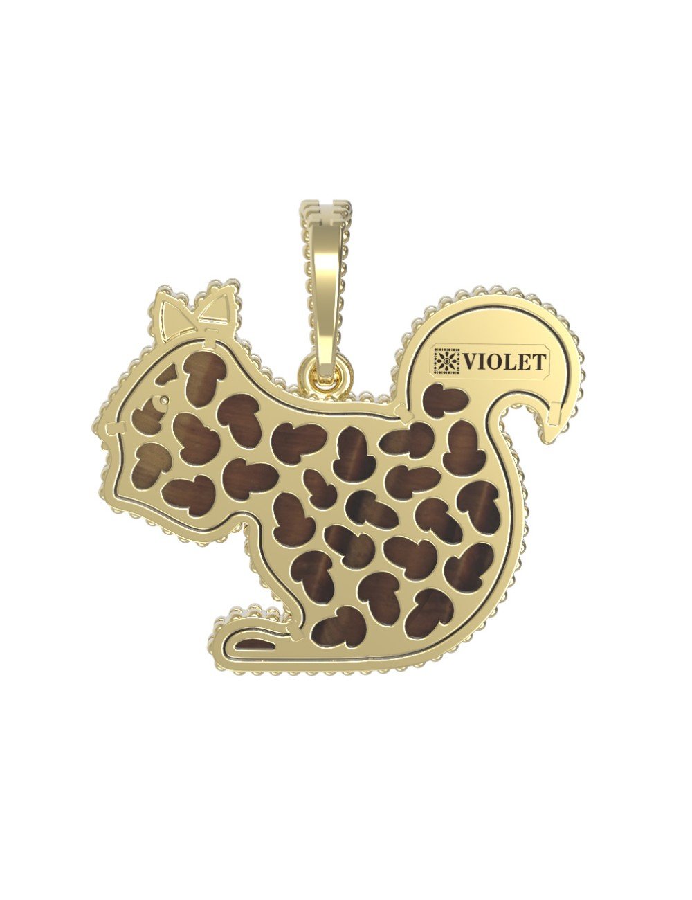 Подвеска из лимонного золота c бриллиантами и тигровым глазом