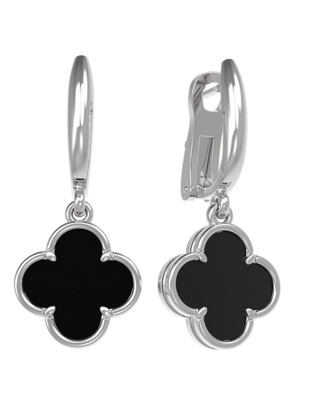 Серьги из белого золота c ониксом