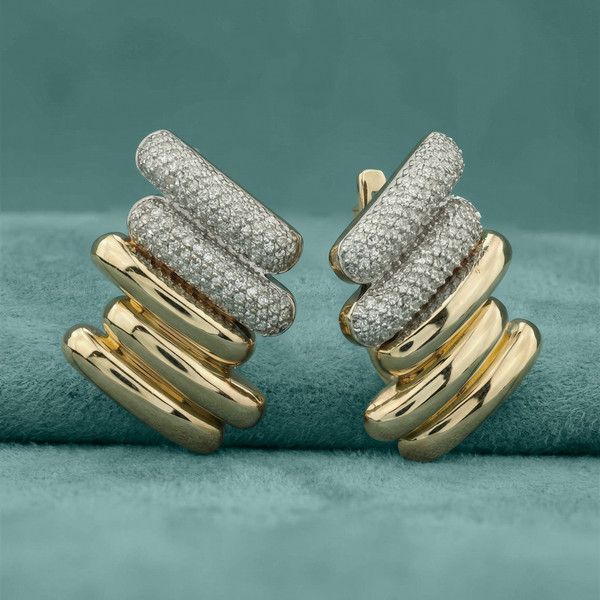 Серьги из лимонного золота 585 пробы c бриллиантами