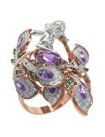 Кольцо из золота c фианитом и аметистом