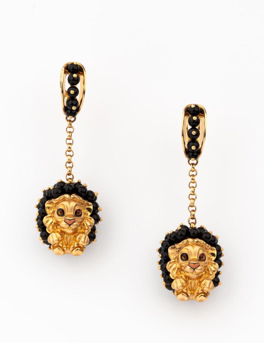 Серьги из золота c эмалью и ониксом