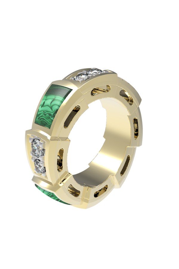 Подвеска из лимонного золота c бриллиантами и малахитом