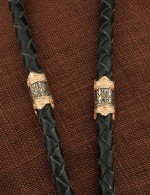 Гайтан из золота c кожаным шнурком