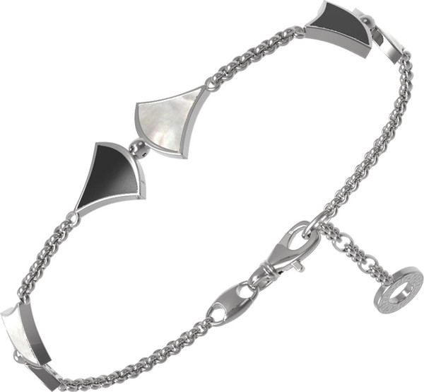 Браслет из белого золота 585 пробы c ониксом и перламутром