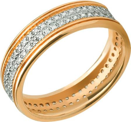 Кольцо обр. сложное из лимонного золота 585 пробы c фианитом