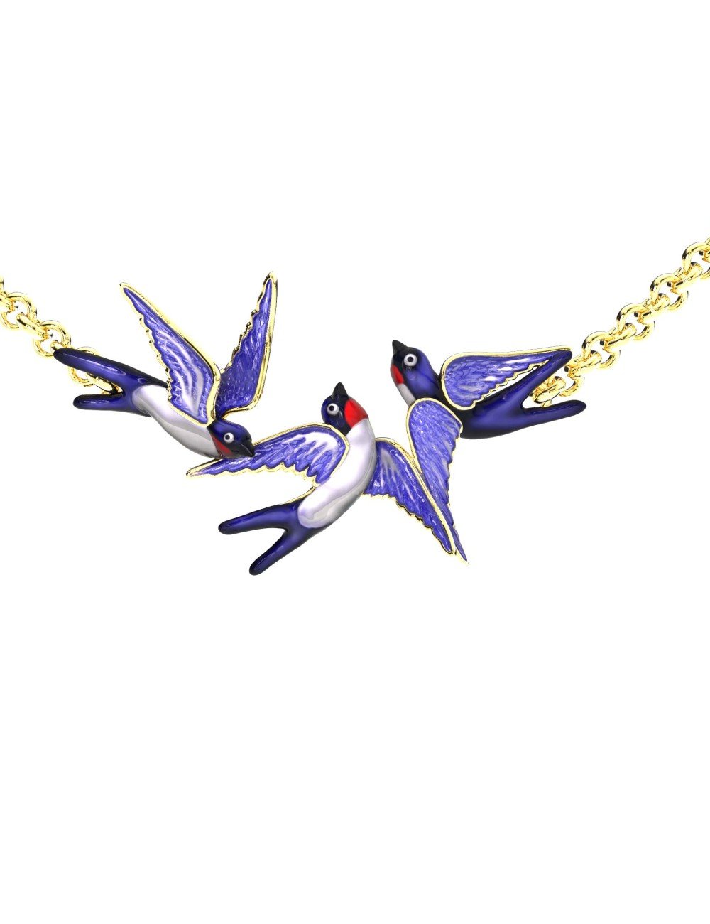 Колье из лимонного золота c эмалью