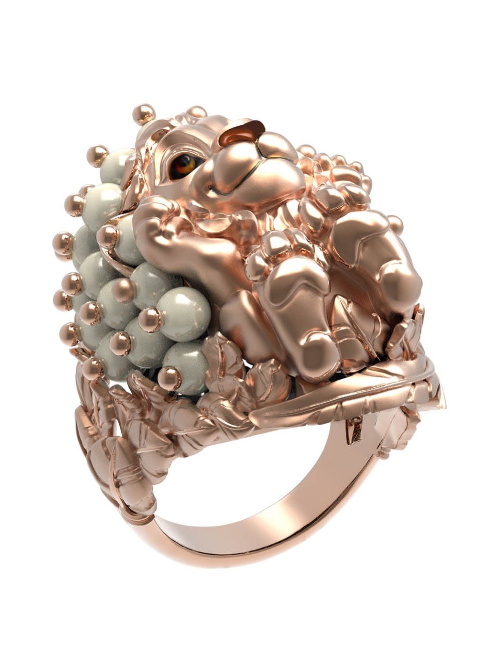 Кольцо из золота c эмалью и жемчугом