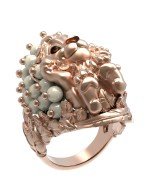 Кольцо из золота c эмалью и жемчугом