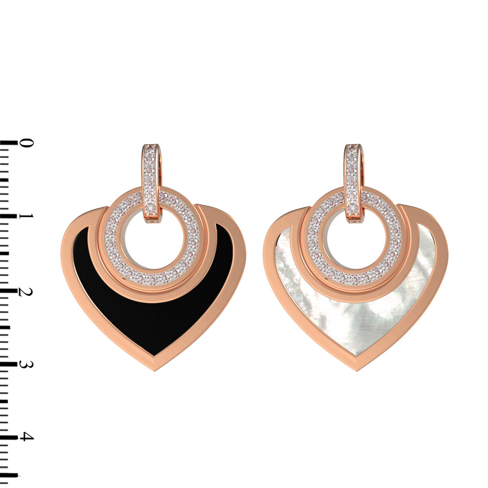 Подвеска из красного золота 585 пробы c бриллиантами, ониксом и перламутром