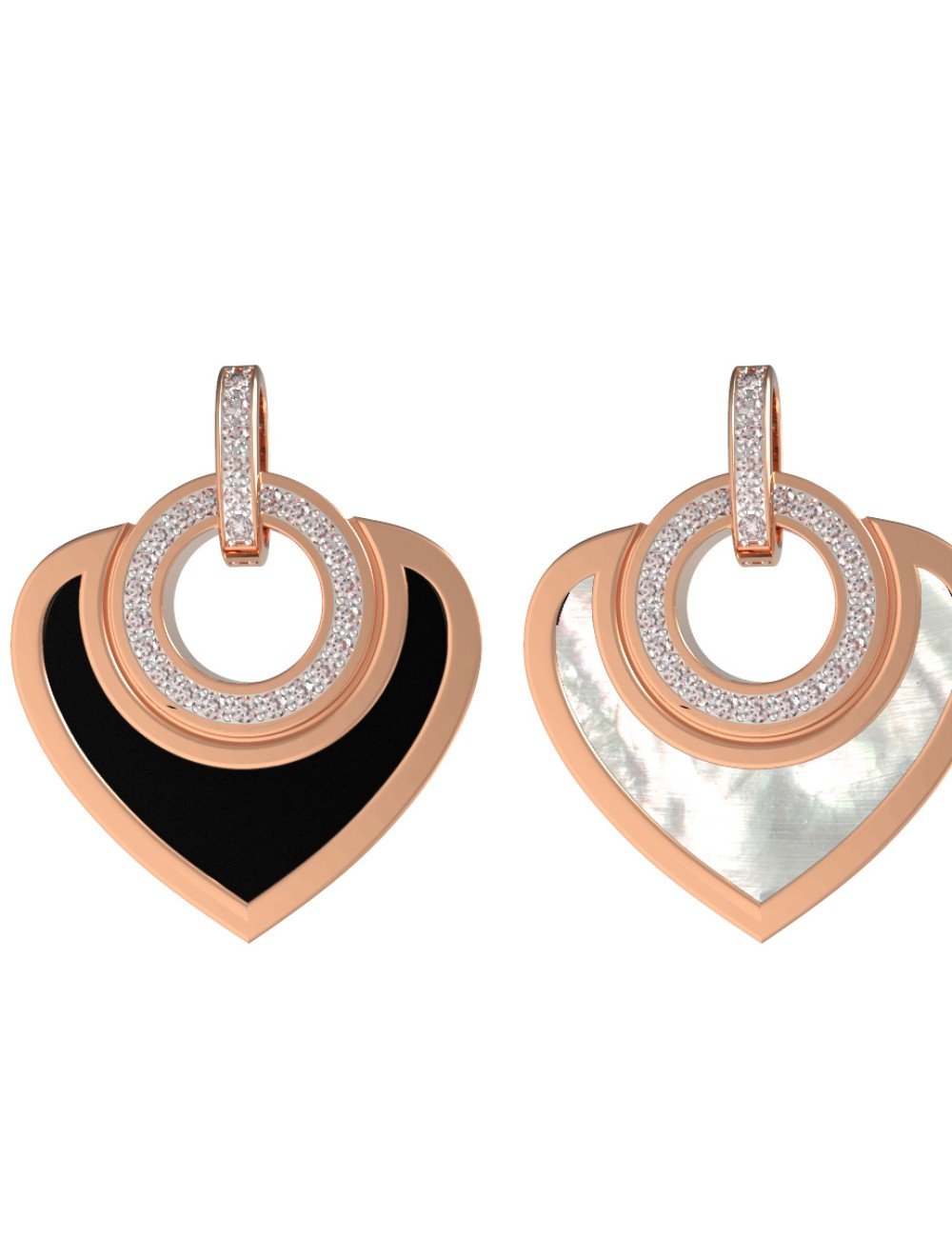 Подвеска из золота c бриллиантами, ониксом и перламутром