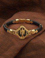 Браслет из лимонного золота c шнурком и ониксом